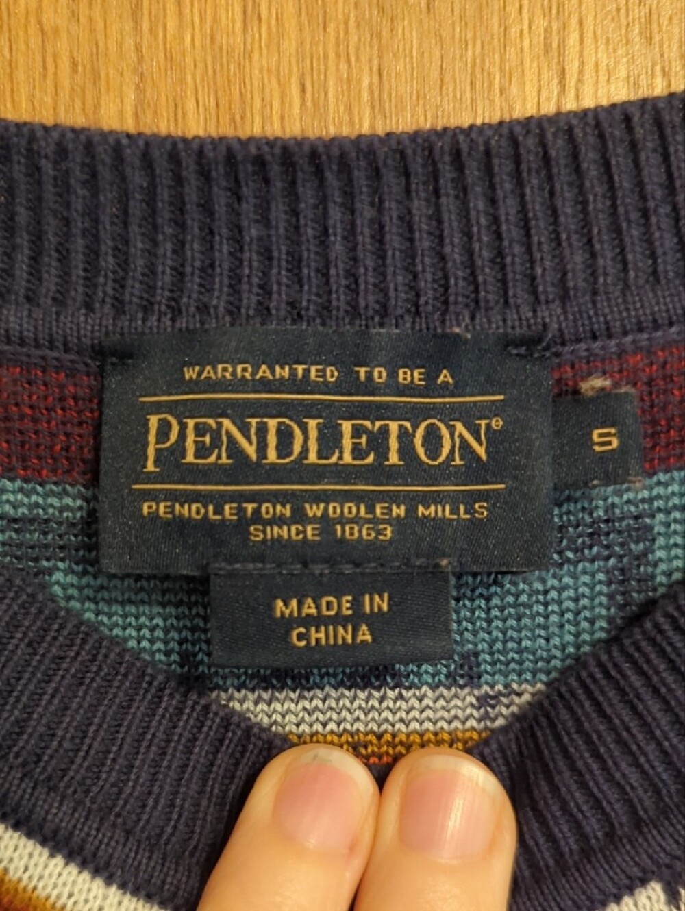 Pendleton Navy Aztec-Pattern Short Sleeve Knit Top - Picture 2 of 4